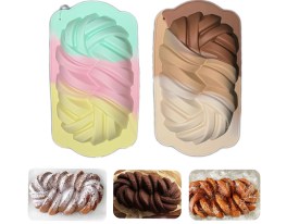 Molde silicona tricolor budin pan trenzado